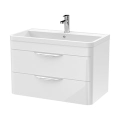 [BFWA005] Aldershawe Modern 2-Drawer Wall Hung Vanity Unit with Polymarble Basin, Choice of Size and Colour - Cutout