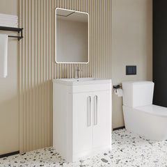 [BFWA010] Aldershawe Modern Bathroom Floor Standing 2 Soft Close Door Vanity Basin Unit - Choice of Basin, Colour and Size - Lifestyle 3