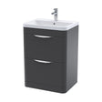 [BFWA1401] Balterley Wave Contemporary Floor Standing 2 Drawer Vanity Unit & Basin, Dark Grey, 550mm - Cutout