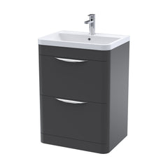 [BFWA1401] Aldershawe Contemporary 2 Drawer Floor Standing Vanity Unit with Basin, Choice of Size and Colour - Cutout