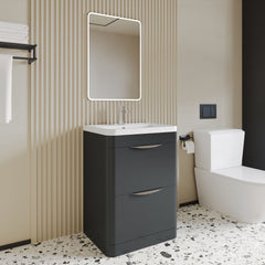 [BFWA1401] Balterley Wave Contemporary Floor Standing 2 Drawer Vanity Unit & Basin, Dark Grey, 550mm - Lifestyle 3