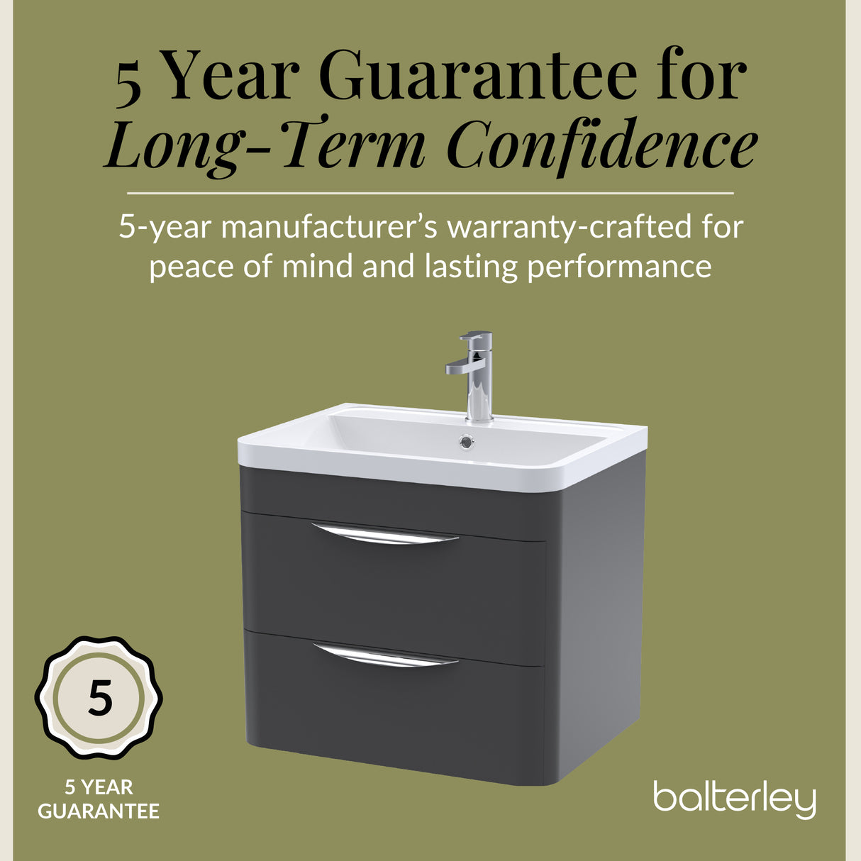 Modern 2-Drawer Wall Hung Vanity Basin Unit with Ceramic Basin - 600mm