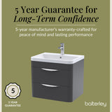 Modern 2-Drawer Wall Hung Vanity Basin Unit with Ceramic Basin - 600mm