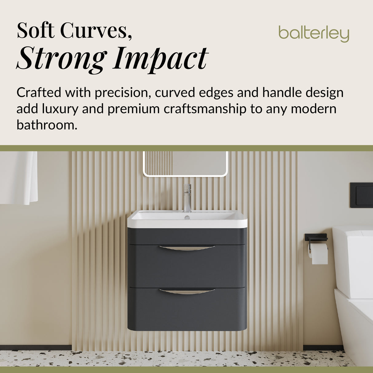 Modern 2-Drawer Wall Hung Vanity Basin Unit with Ceramic Basin - 600mm