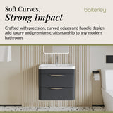 Modern 2-Drawer Wall Hung Vanity Basin Unit with Ceramic Basin - 600mm