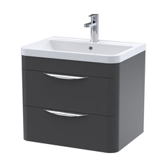 [BFWA1402A] Aldershawe Modern 2-Drawer Wall Hung Vanity Basin Unit with Ceramic Basin - 600mm - Cutout