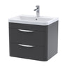 [BFWA1402A] Aldershawe Modern 2-Drawer Wall Hung Vanity Basin Unit with Ceramic Basin - 600mm - Cutout