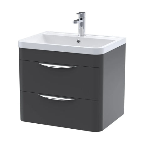 Aldershawe Modern 2-Drawer Wall Hung Vanity Basin Unit with Ceramic Basin - 600mm