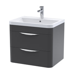 [BFWA1402] Aldershawe Modern 2-Drawer Wall Hung Vanity Unit with Polymarble Basin, Choice of Size and Colour - Cutout