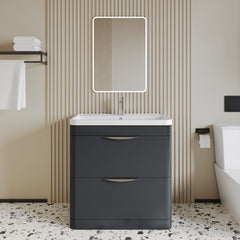 [BFWA1404A] Aldershawe Floor Standing 2 Drawer Bathroom Vanity Basin Unit with Ceramic Basin, 800mm - Lifestyle 1
