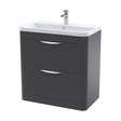 [BFWA1404] Balterley Wave Contemporary Floor Standing 2 Drawer Bathroom Vanity Unit & Polymarble Basin, Dark Grey, 550mm - Cutout