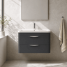 [BFWA1405A] Aldershawe Contemporary 2 Drawer Wall Hung Vanity Unit with Ceramic Basin, 800mm, Choice of Colour - Silo