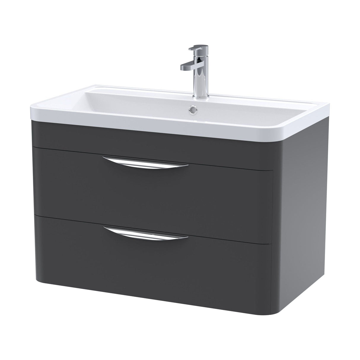 [BFWA1405] Aldershawe Modern 2-Drawer Wall Hung Vanity Unit with Polymarble Basin, Choice of Size and Colour - Cutout