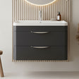 [BFWA1405] Balterley Wave Contemporary Wall Hung 2 Drawer Bathroom Vanity Unit & Polymarble Basin, Dark Grey, 755mm - Silo