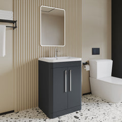 [BFWA1410] Aldershawe Modern Bathroom Floor Standing 2 Soft Close Door Vanity Basin Unit - Choice of Basin, Colour and Size - Lifestyle 3