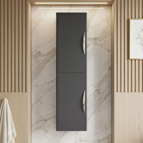 [BFWA1463] Aldershawe Modern Wall Hung 2-Door Tall Bathroom Storage Unit – 350mm - Silo