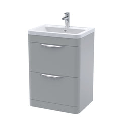 [BFWA201A] Aldershawe Contemporary 2 Drawer Floor Standing Vanity Unit with Basin, 600mm, Choice of Colour - Cutout