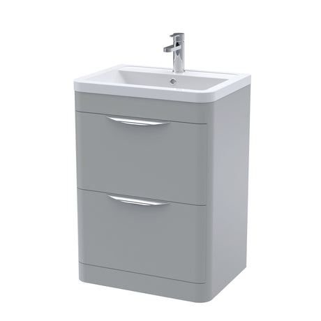 [BFWA201A] Aldershawe Contemporary 2 Drawer Floor Standing Vanity Unit with Basin, 600mm, Choice of Colour - Cutout