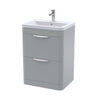 [BFWA201A] Aldershawe Contemporary 2 Drawer Floor Standing Vanity Unit with Basin, 600mm, Choice of Colour - Cutout