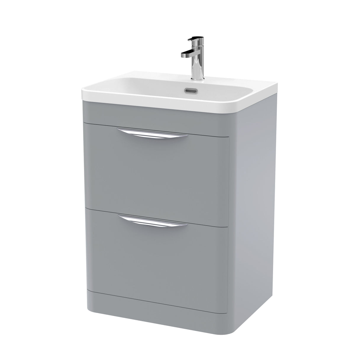 BFWA201B Aldershawe Contemporary 2 Drawer Floor Standing Vanity Unit with Ceramic Basin - Choice of Size and Colour - Cutout