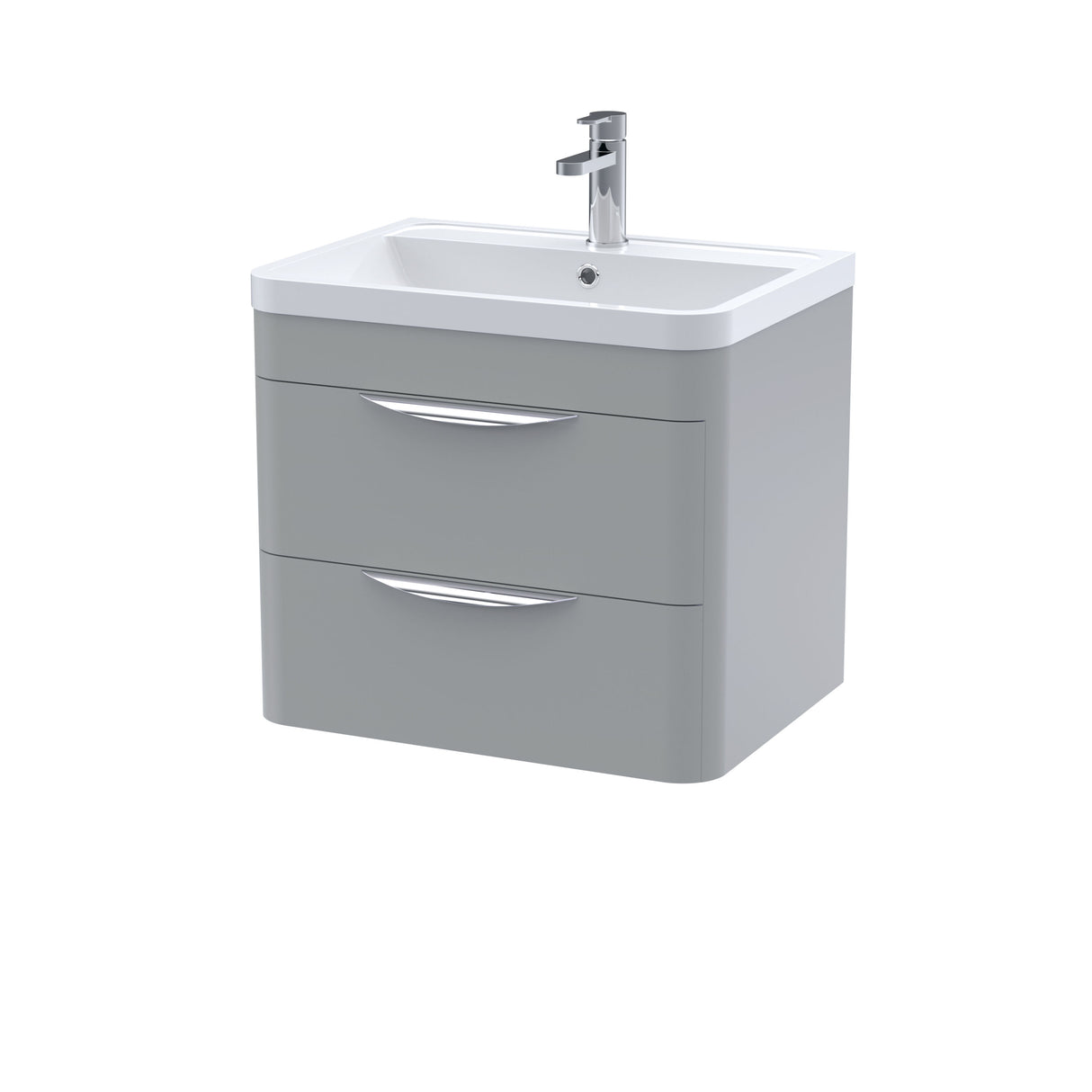 [BFWA202] Aldershawe Modern 2-Drawer Wall Hung Vanity Unit with Polymarble Basin, Choice of Size and Colour - Cutout