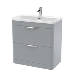 BFWA204B Aldershawe Contemporary 2 Drawer Floor Standing Vanity Unit with Ceramic Basin - Choice of Size and Colour - Cutout