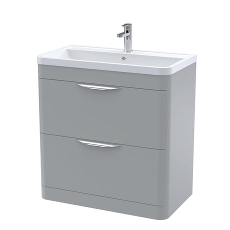 [BFWA204] Aldershawe Contemporary 2 Drawer Floor Standing Vanity Unit with Basin, Choice of Size and Colour - Cutout