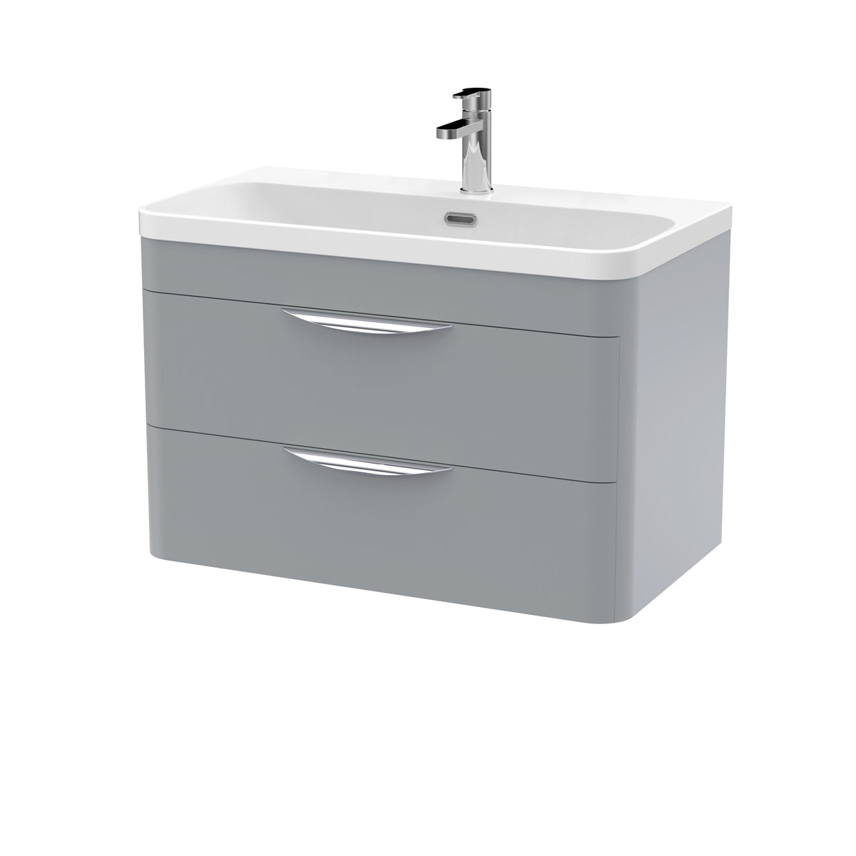 BFWA205B Aldershawe Contemporary 2 Drawer Wall Hung Vanity Unit with Thin-Edge Basin - Choice of Size and Colour - Cutout