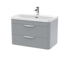 BFWA205B Aldershawe Contemporary 2 Drawer Wall Hung Vanity Unit with Thin-Edge Basin - Choice of Size and Colour - Cutout