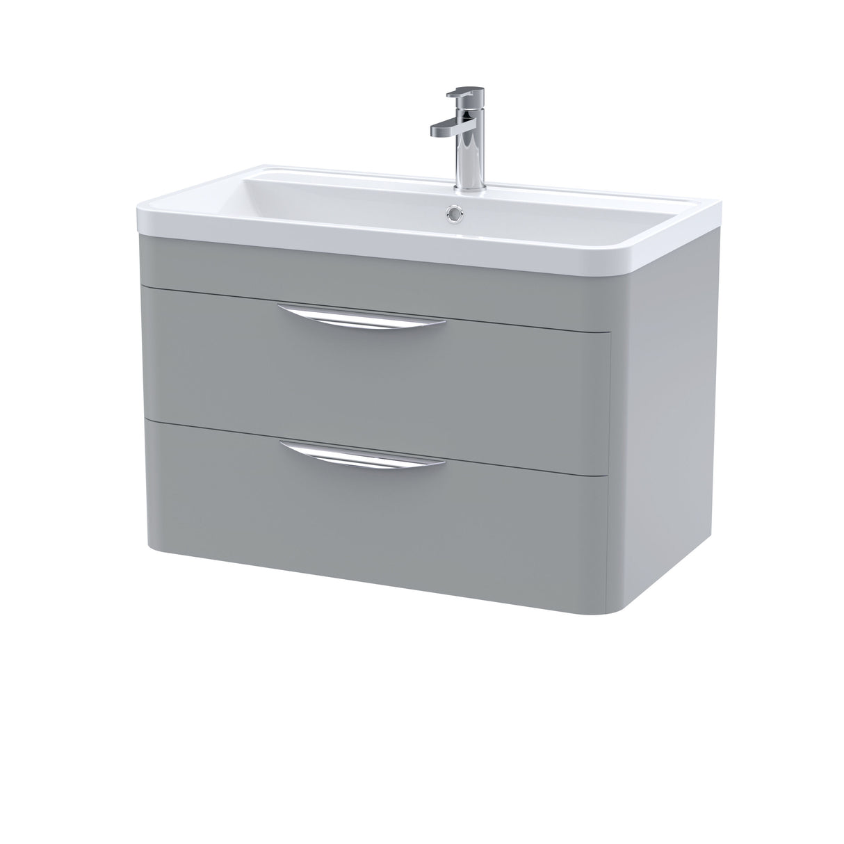 [BFWA205] Aldershawe Modern 2-Drawer Wall Hung Vanity Unit with Polymarble Basin, Choice of Size and Colour - Cutout