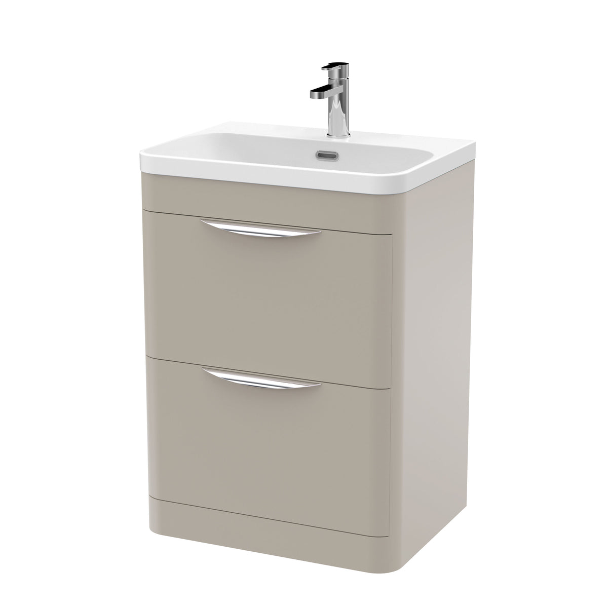BFWA3201B Aldershawe Contemporary 2 Drawer Floor Standing Vanity Unit with Ceramic Basin - Choice of Size and Colour - Cutout