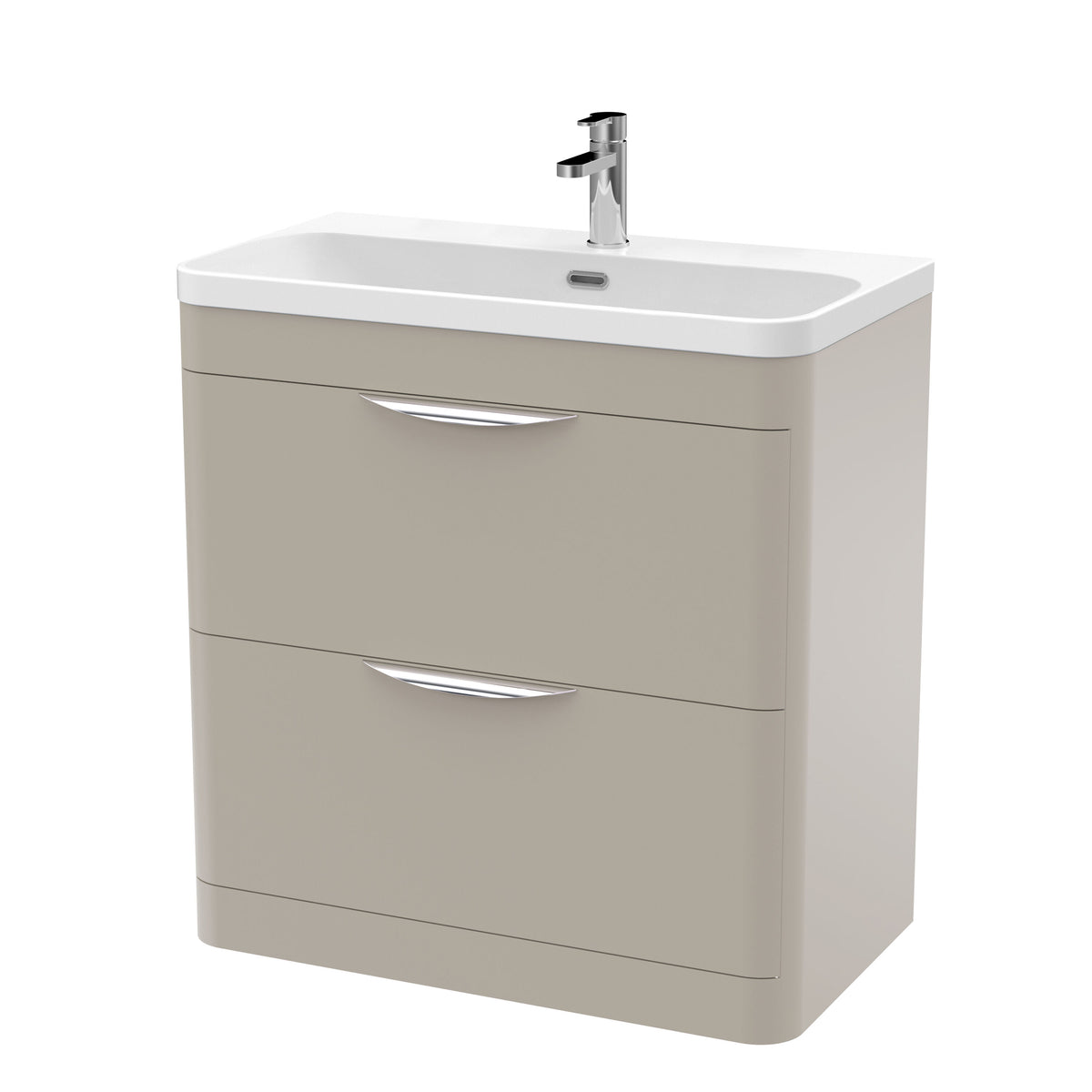 BFWA3204B Aldershawe Contemporary 2 Drawer Floor Standing Vanity Unit with Ceramic Basin - Choice of Size and Colour - Cutout