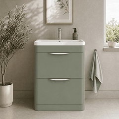 [BFWA801A] Aldershawe Contemporary 2 Drawer Floor Standing Vanity Unit with Basin, 600mm, Choice of Colour - Silo