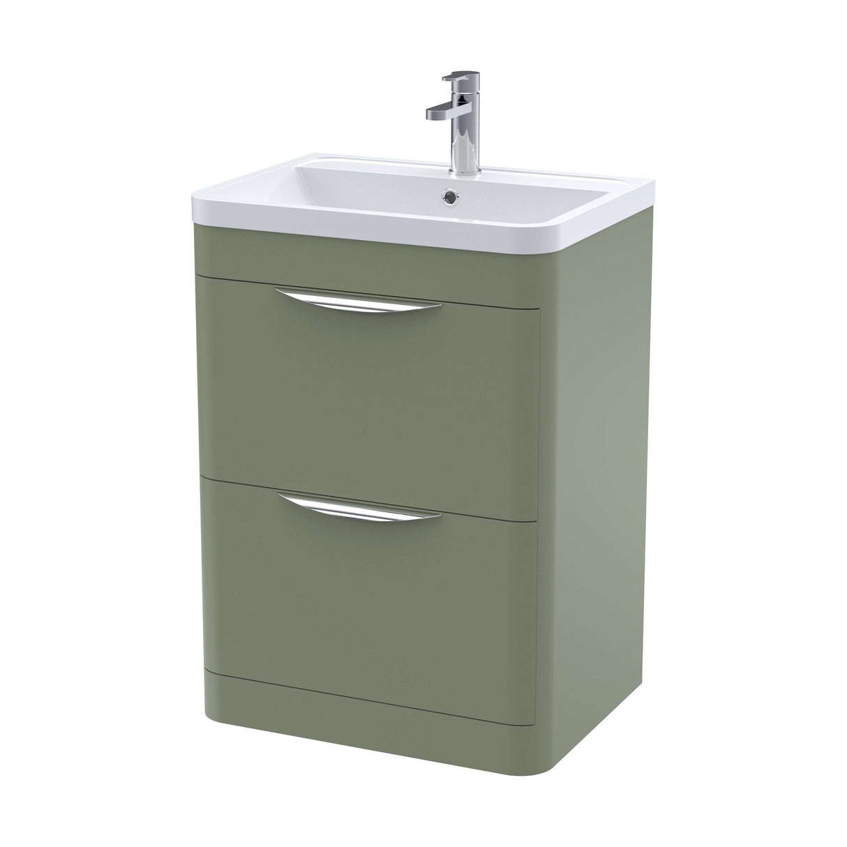[BFWA801] Aldershawe Contemporary 2 Drawer Floor Standing Vanity Unit with Basin, Choice of Size and Colour - Cutout