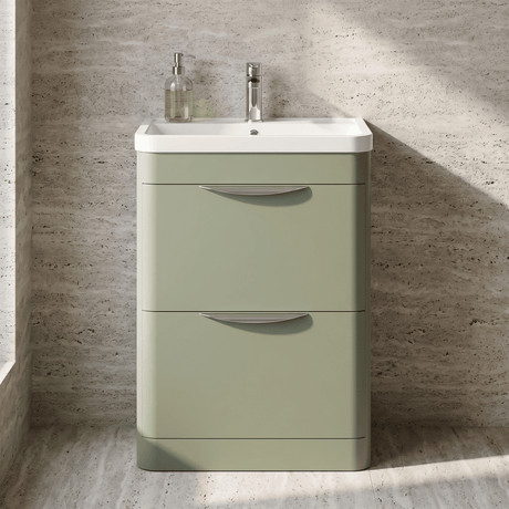 [BFWA801] Aldershawe Contemporary 2 Drawer Floor Standing Vanity Unit with Basin, Choice of Size and Colour - Silo