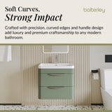 Modern 2-Drawer Wall Hung Vanity Basin Unit with Ceramic Basin - 600mm