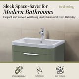 Modern 2-Drawer Wall Hung Vanity Basin Unit with Ceramic Basin - 600mm