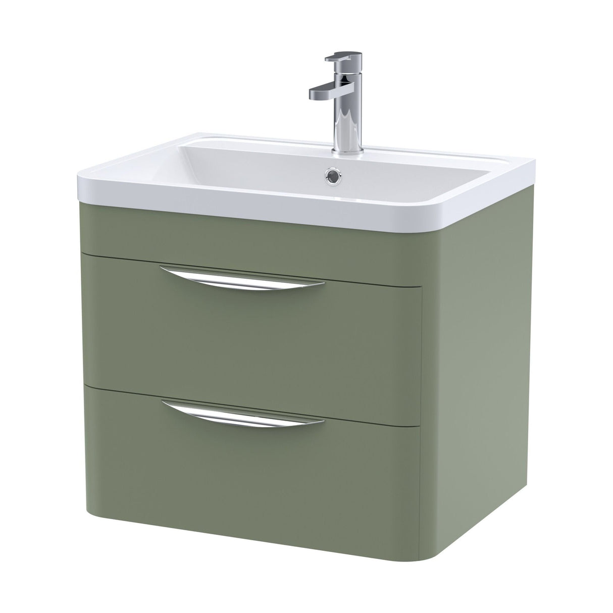 [BFWA802A] Aldershawe Modern 2-Drawer Wall Hung Vanity Basin Unit with Ceramic Basin - 600mm - Cutout
