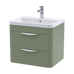 [BFWA802A] Aldershawe Modern 2-Drawer Wall Hung Vanity Basin Unit with Ceramic Basin - 600mm - Cutout