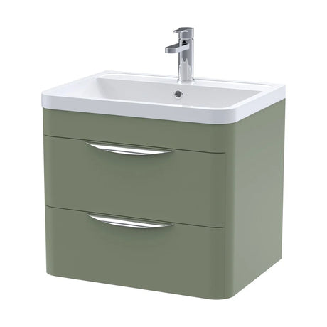 Aldershawe Modern 2-Drawer Wall Hung Vanity Basin Unit with Ceramic Basin - 600mm