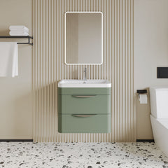 [BFWA802A] Aldershawe Modern 2-Drawer Wall Hung Vanity Basin Unit with Ceramic Basin - 600mm - Lifestyle 1