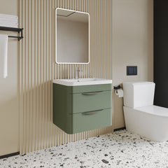 [BFWA802A] Aldershawe Modern 2-Drawer Wall Hung Vanity Basin Unit with Ceramic Basin - 600mm - Lifestyle 3