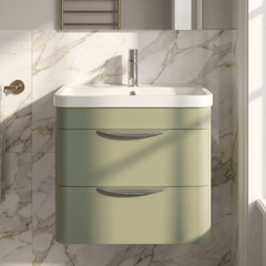 [BFWA802A] Aldershawe Modern 2-Drawer Wall Hung Vanity Basin Unit with Ceramic Basin - 600mm - Silo