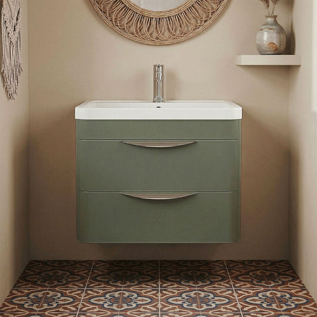 [BFWA802] Aldershawe Modern 2-Drawer Wall Hung Vanity Unit with Polymarble Basin, Choice of Size and Colour - Silo
