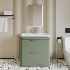 [BFWA804A] Aldershawe Floor Standing 2 Drawer Bathroom Vanity Basin Unit with Ceramic Basin, 800mm - Lifestyle 1