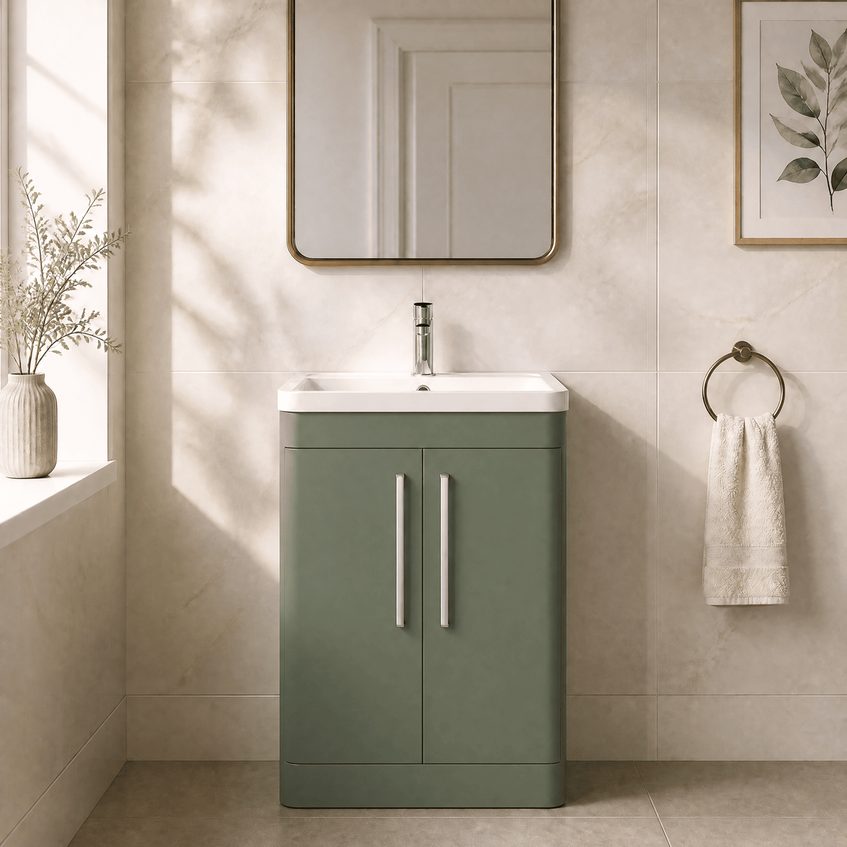 [BFWA810] Aldershawe Modern Bathroom Floor Standing 2 Soft Close Door Vanity Basin Unit - Choice of Basin, Colour and Size - Silo