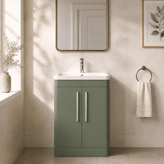 [BFWA810] Aldershawe Modern Bathroom Floor Standing 2 Soft Close Door Vanity Basin Unit - Choice of Basin, Colour and Size - Silo