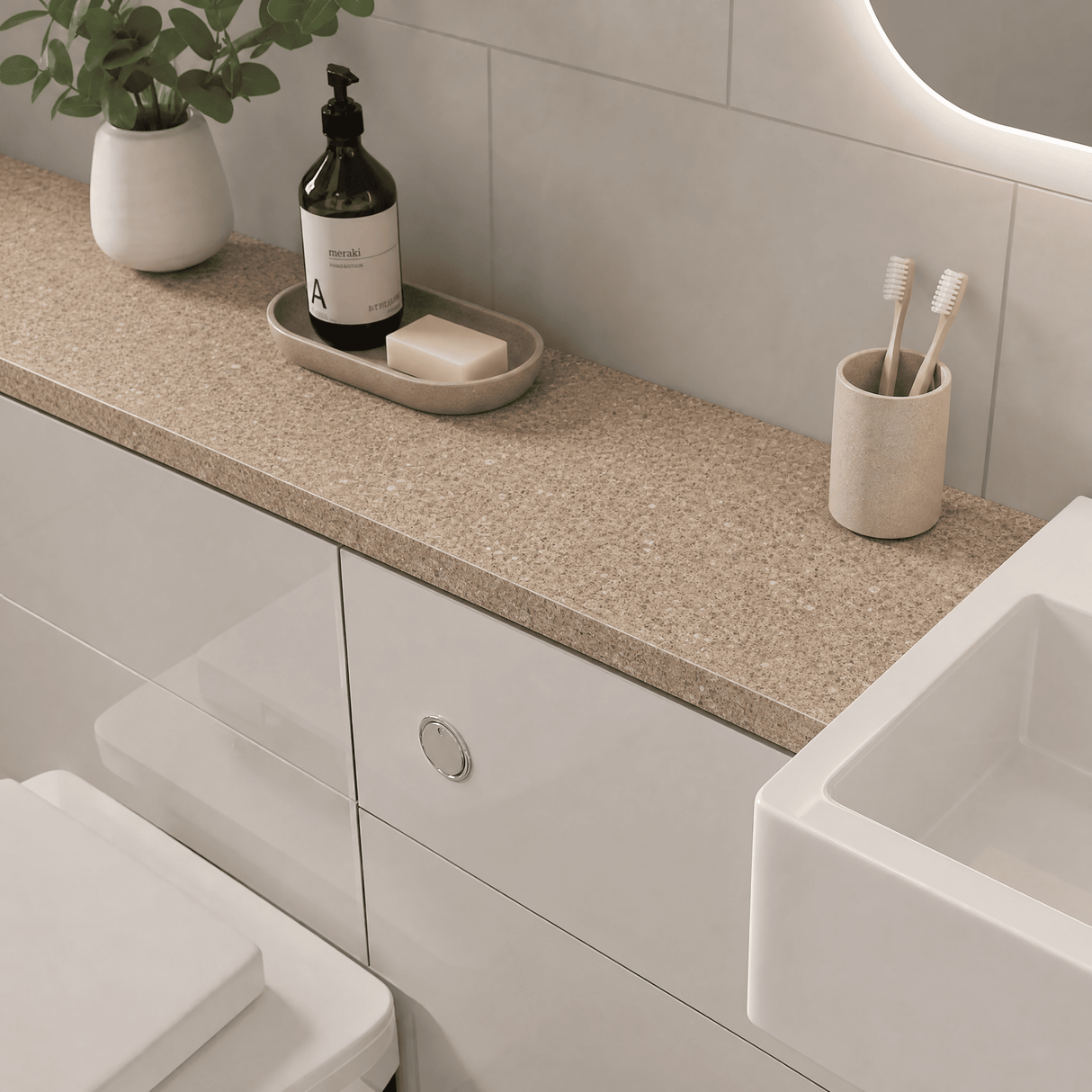 [BFWBATSG2] Contemporary MFC Laminate Kitchen Bathroom Worktop, 2000 x 28 x 365mm, Choice of Colour