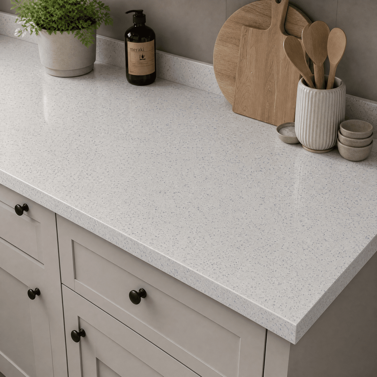 [BFWWSP2] White Sparkle MFC Laminate Kitchen Worktop, W 2000mm x L 28mm x D 365mm, White - Lifestyle 2