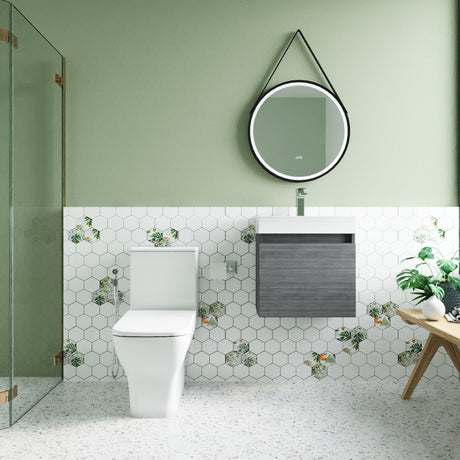 [BFZCH003] Cloakroom Suite - Vanity Unit, Tap and Toilet - Grey/Brass - Lifestyle 1